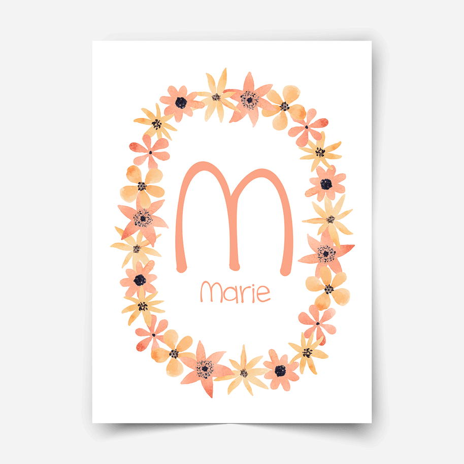 Pastellblumen (Pfirsich) - personalisiertes Poster
