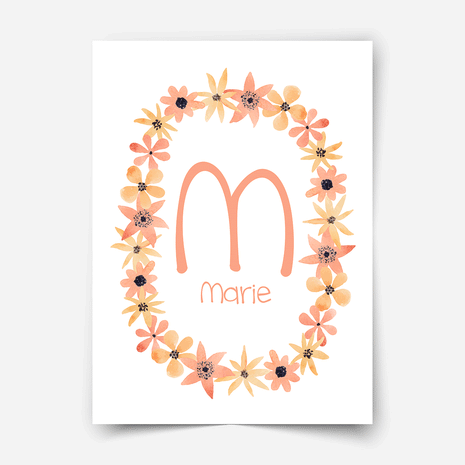Pastellblumen (Pfirsich) - personalisiertes Poster