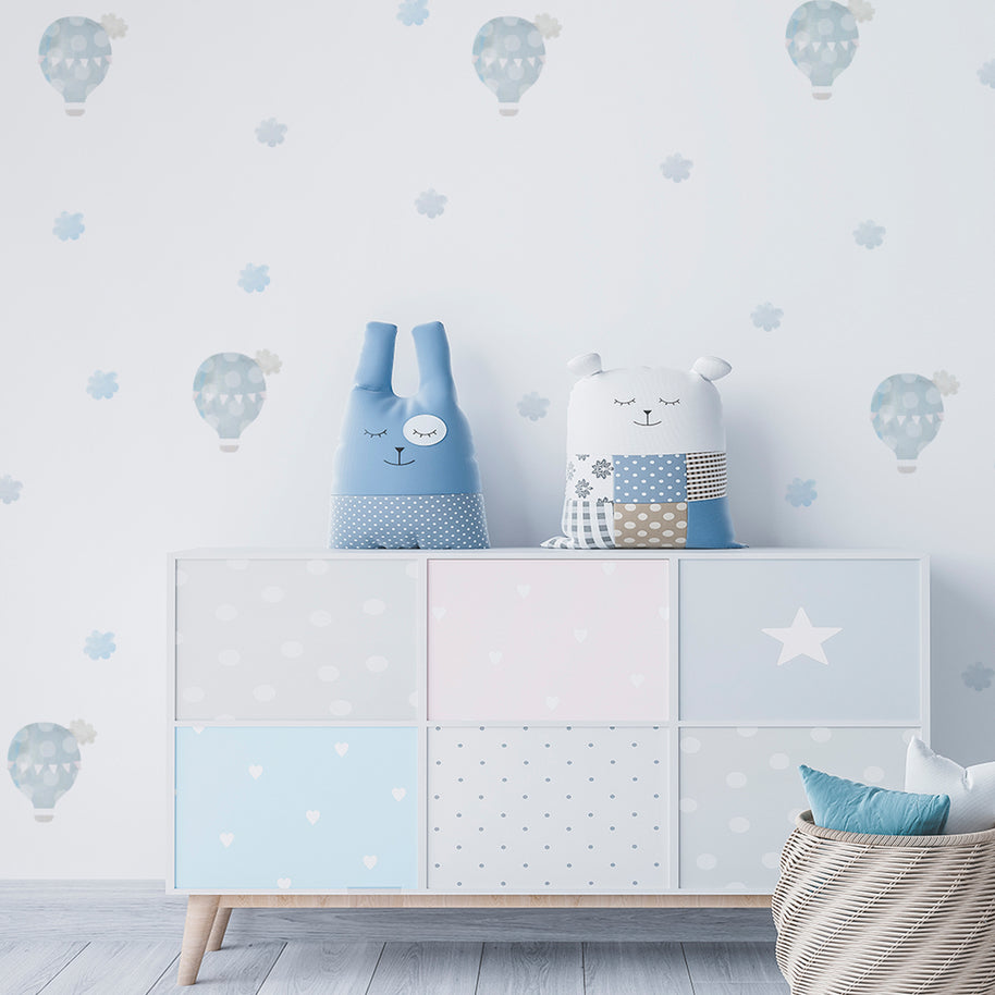 kids bedroom wall sticker, nursery wall sticker, wall sticker, wall decal , wall tottoo, hot air balloons wall sticker, wall stickers with hot air balloons, boys wall sticker, kids bedroom ideas, nursery ideas, nursery decoration ideas, childrens room ideas