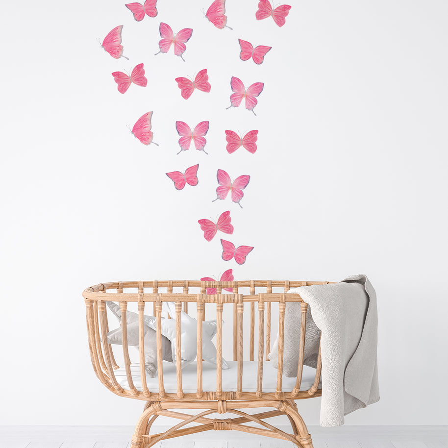 kids bedroom wall stickers, nursery wall stickers, wall stickers, wall decal , wall tattoo, pink butterflies wall sticker, butterflies wall sticker, girls wall sticker, wall stickers with butterflies, scandinavian wall stickers, kids bedroom ideas, nursery ideas, nordic wall stickers, wall decor ideas