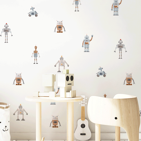 kids bedroom wall stickers, nursery wall stickers, wall stickers, wall decal , wall tattoo, robots wall sticker, robots wall sticker, boys wall sticker, wall stickers with robots, scandinavian wall stickers, kids bedroom ideas, nursery ideas, nordic wall stickers, wall decor ideas