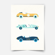 Classic race cars trio Fine Art Print