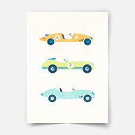Classic race cars trio Fine Art Print