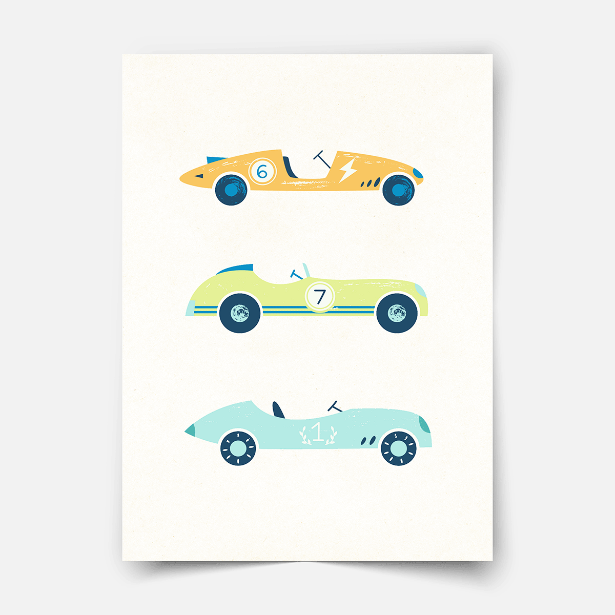Classic race cars trio Fine Art Print