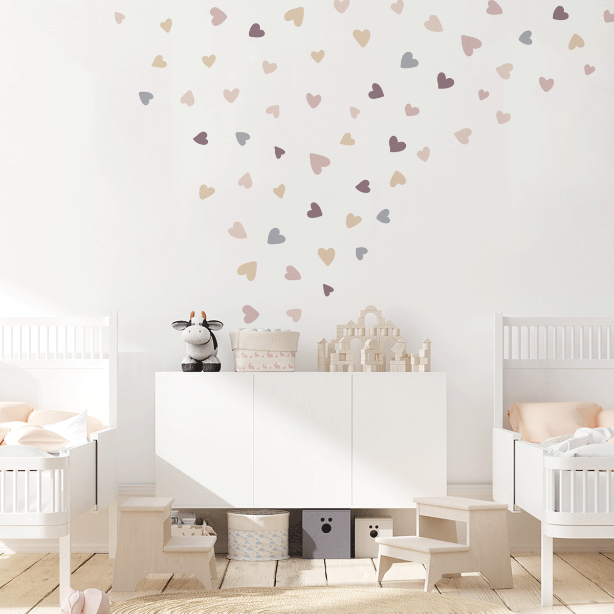 Wall sticker colourful hearts, wall decal, nursery decoration, wall decoration, girls wall sticker, nursery ideas, kids bedroom ideas, nursery decoration ideas, pastel hearts wall sticker, pastel hearts wall decal