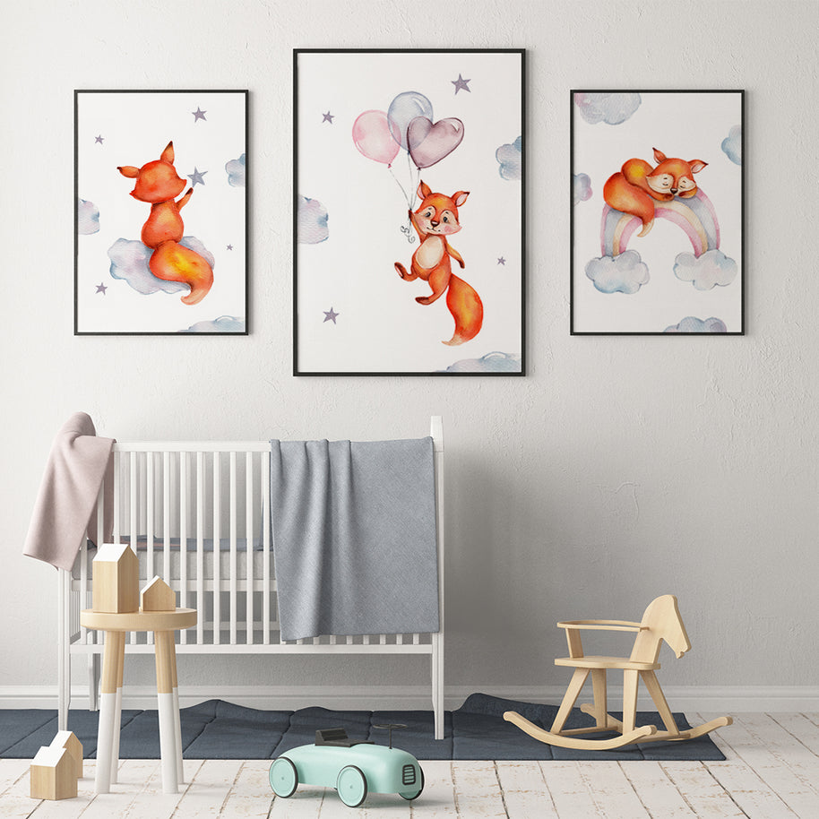 Little fox with balloon Fine Art Print