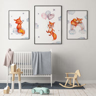 Little fox with balloon Fine Art Print