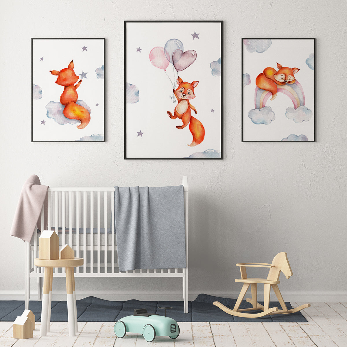 Kleiner Fuchs auf Regenbogen - Poster