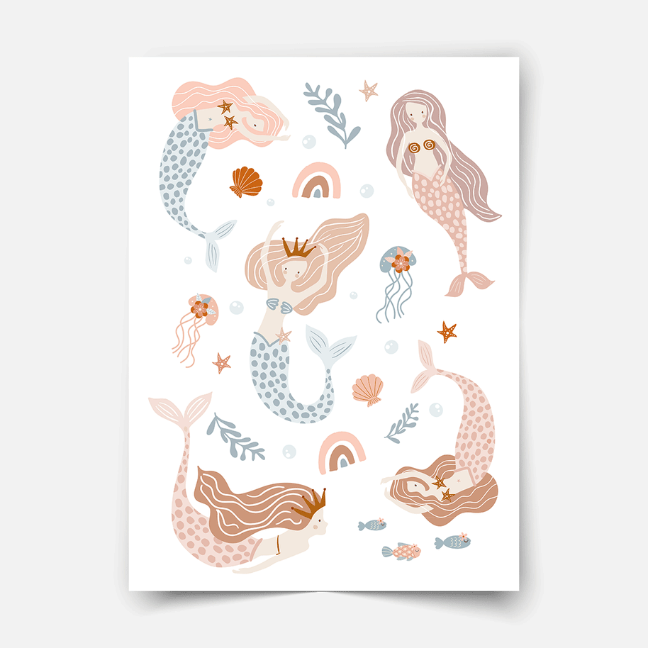 Mermaids (Boho) Fine Art Print Nursery print – MICA-MICA