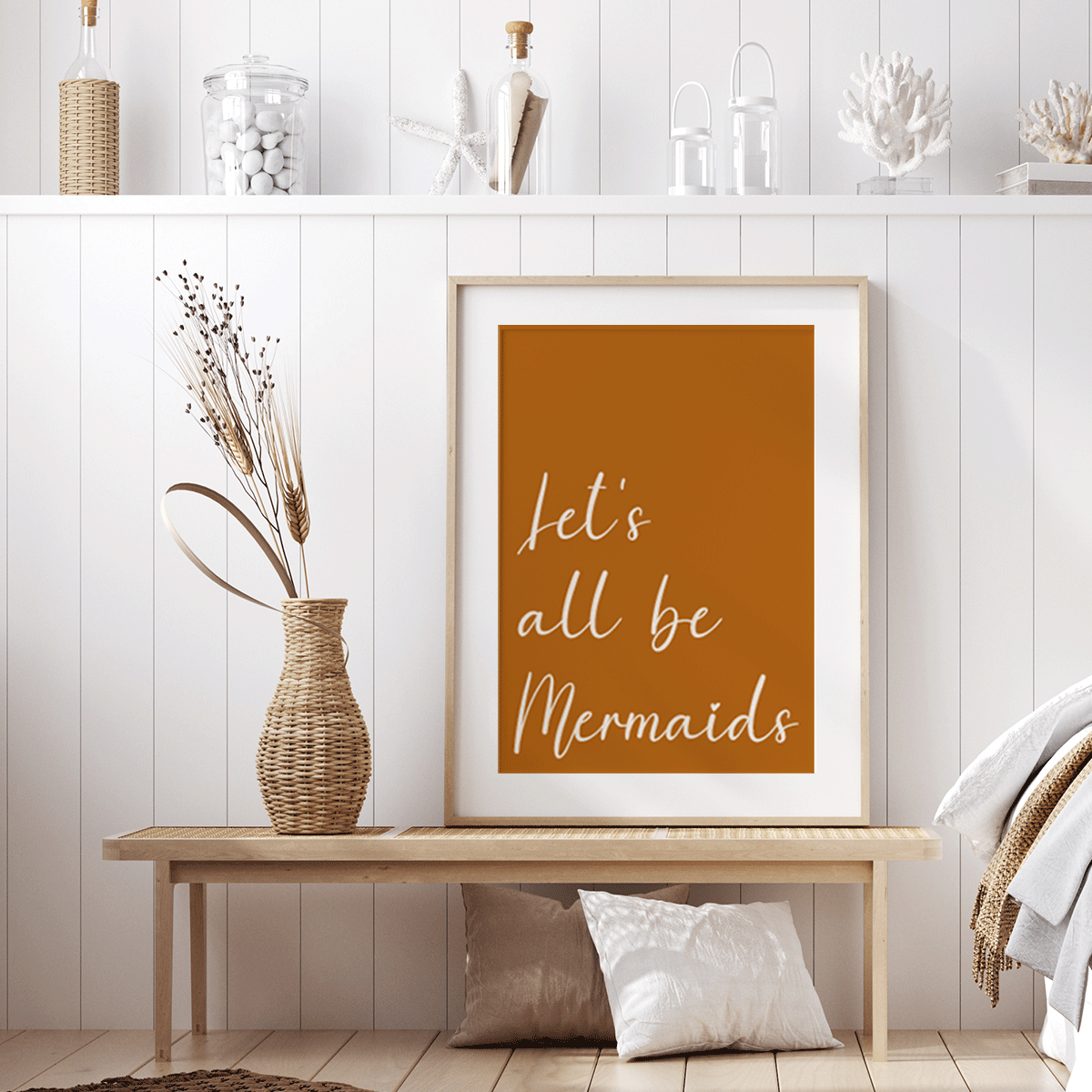Let's all be mermaids (brown) Fine Art Print
