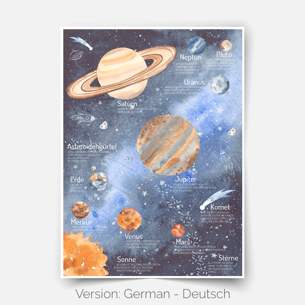 Weltraumabenteuer - Sonnensystem mit Planeten - Poster