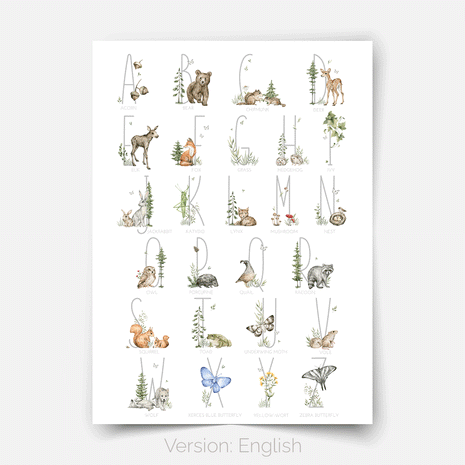 Poster Waldtiere - Magischer Wald - Alphabet