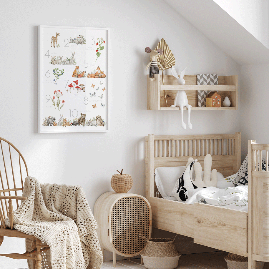 forest animals print, numbers print nursery