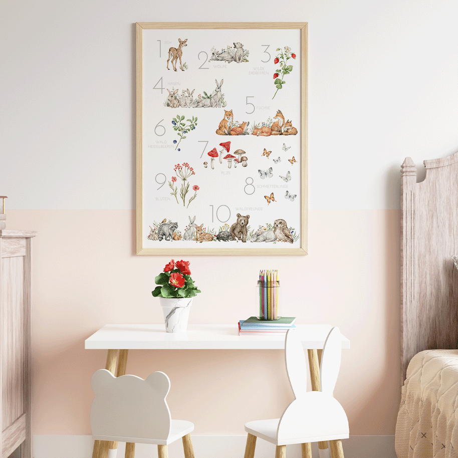 forest animals print, numbers print nursery