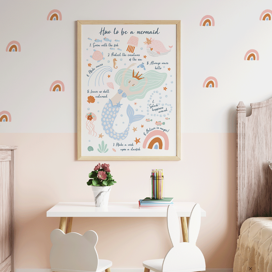 mermaid print, nursery prints, under the sea print