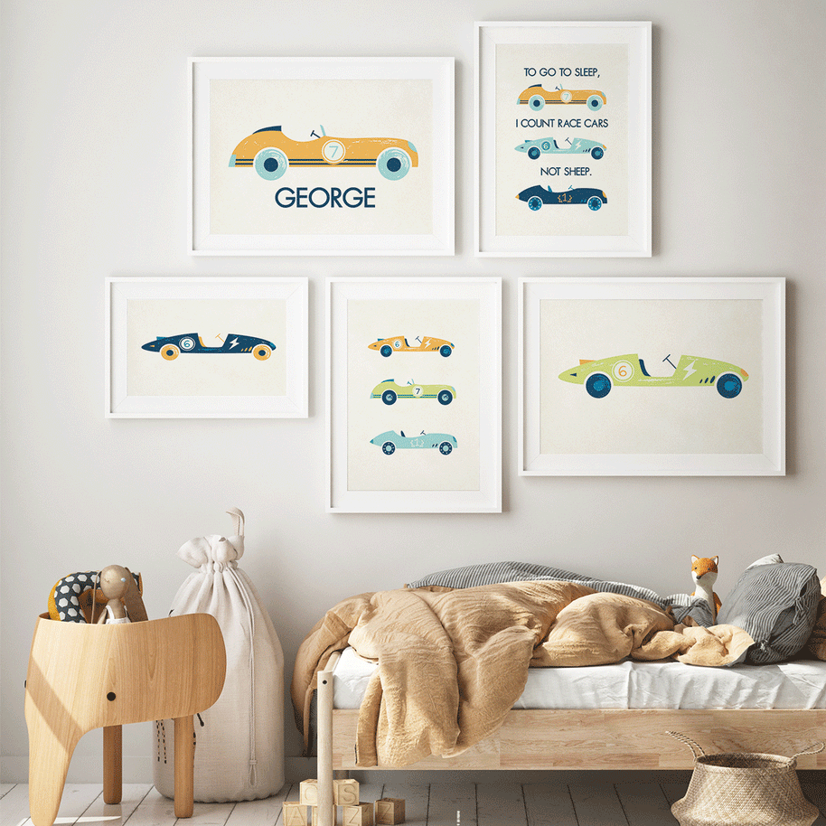 Klassische Rennautos - personalisiertes Poster