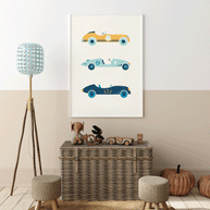Classic race cars trio Fine Art Print