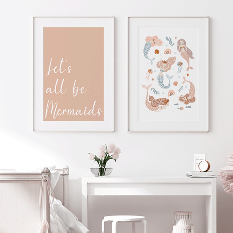 Let's all be mermaids (rosa) - Poster