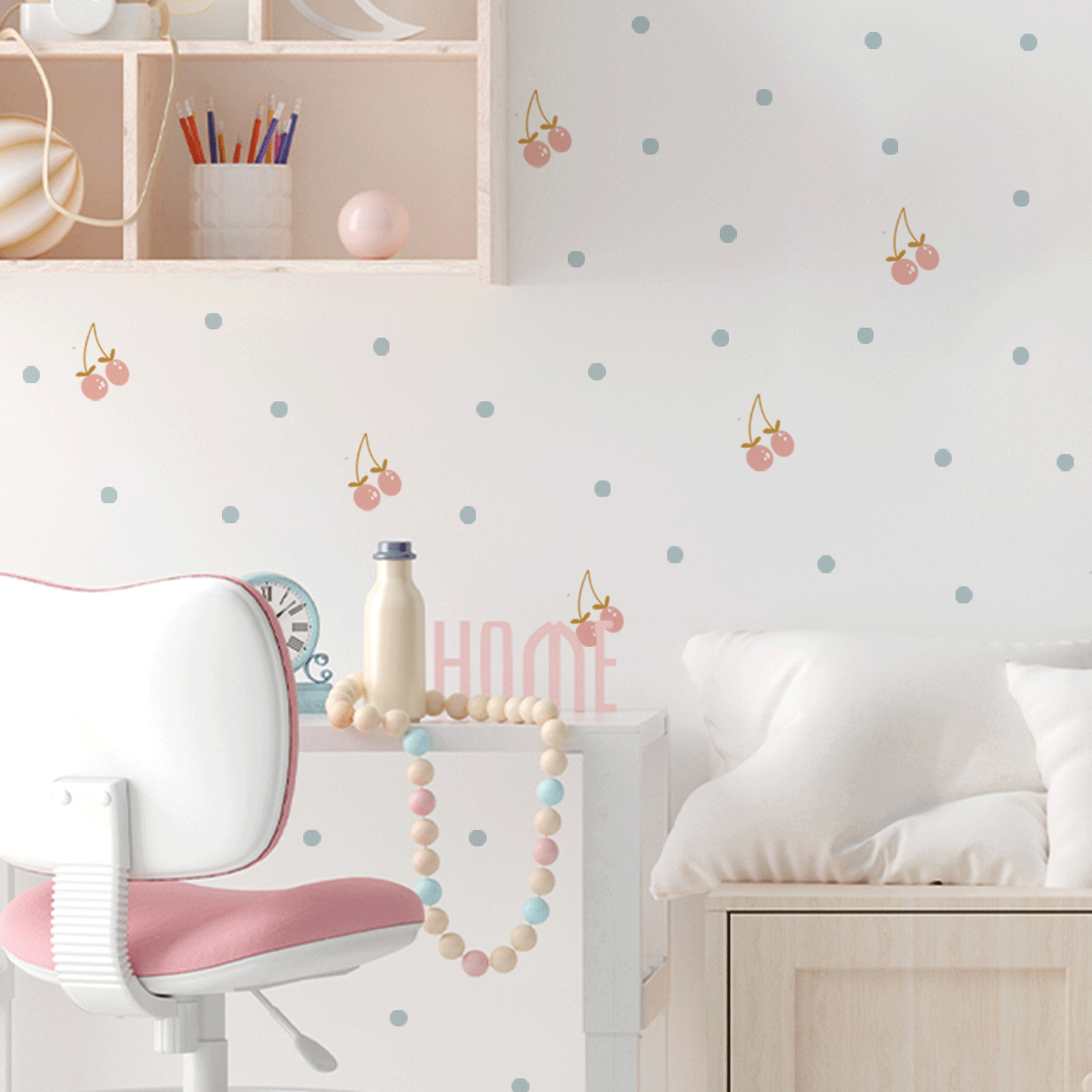 kids bedroom wall sticker, nursery wall sticker, wall sticker, wall decal , wall tattoo, dots wall sticker, blue polka dots wall stickers, summer cherries wall sticker, girls wall stickers, polka dots wall sticker, scandinavian wall stickers, nordic wall stickers, nordic wall decal, scandinavian wall decal, nursery room ideas, kids bedroom ideas