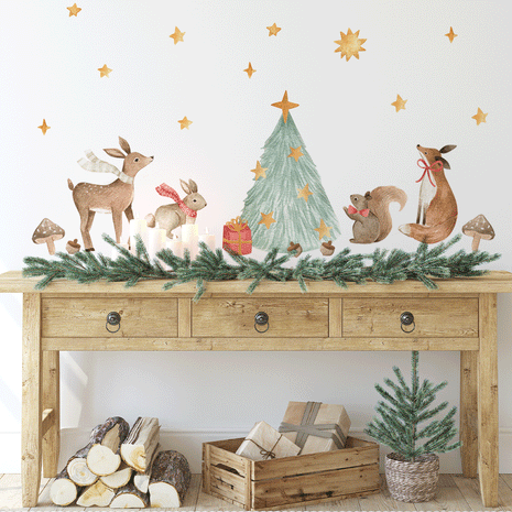 Christmas wall sticker, Christmas wall decal, winter woodland animals wall sticker, winter woodland animals wall decal, Christmas nursery wall sticker, Christmas nursery wall decal