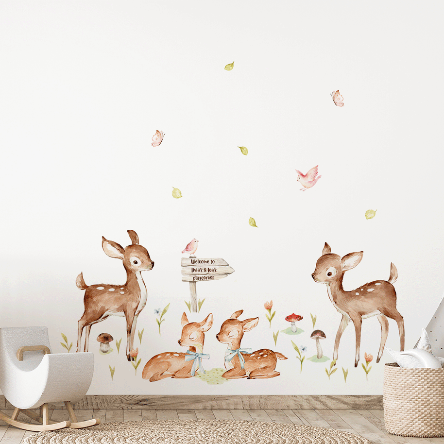Woodland wall stickers - Personalised forest signpost