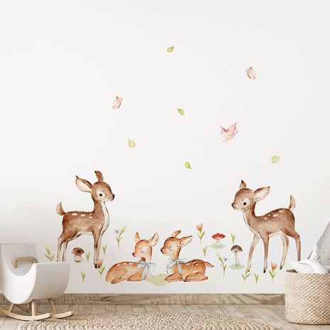 kids bedroom wall sticker, nursery wall sticker, wall sticker, deer wall decal , watercolour deer wall sticker, girls wall stickers, forest animals wall sticker, wall stickers with deer, scandinavian wall sticker, nordic wall stickers, nordic wall decal, scandinavian wall decal, nursery room ideas, kids bedroom ideas