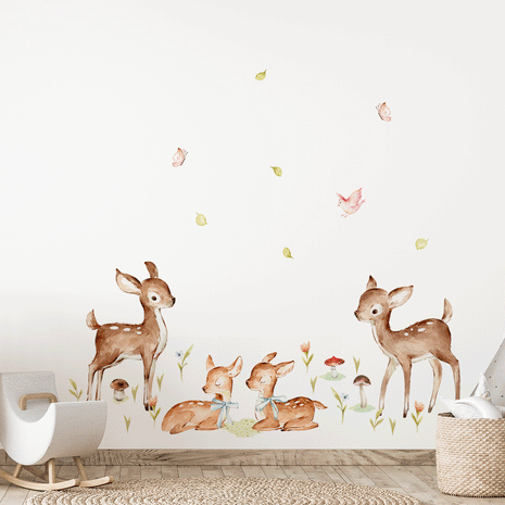 kids bedroom wall sticker, nursery wall sticker, wall sticker, deer wall decal , watercolour deer wall sticker, girls wall stickers, forest animals wall sticker, wall stickers with deer, scandinavian wall sticker, nordic wall stickers, nordic wall decal, scandinavian wall decal, nursery room ideas, kids bedroom ideas
