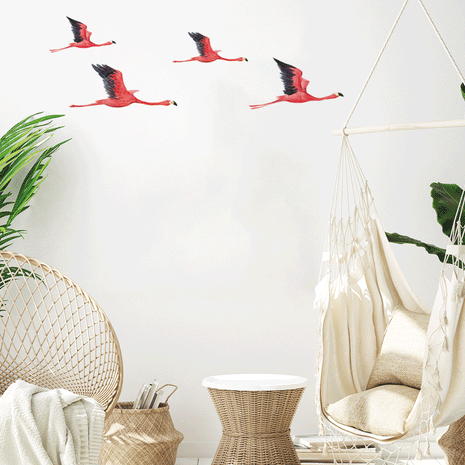 Wandtattoo Dschungel - Tropische Safari - Flamingos