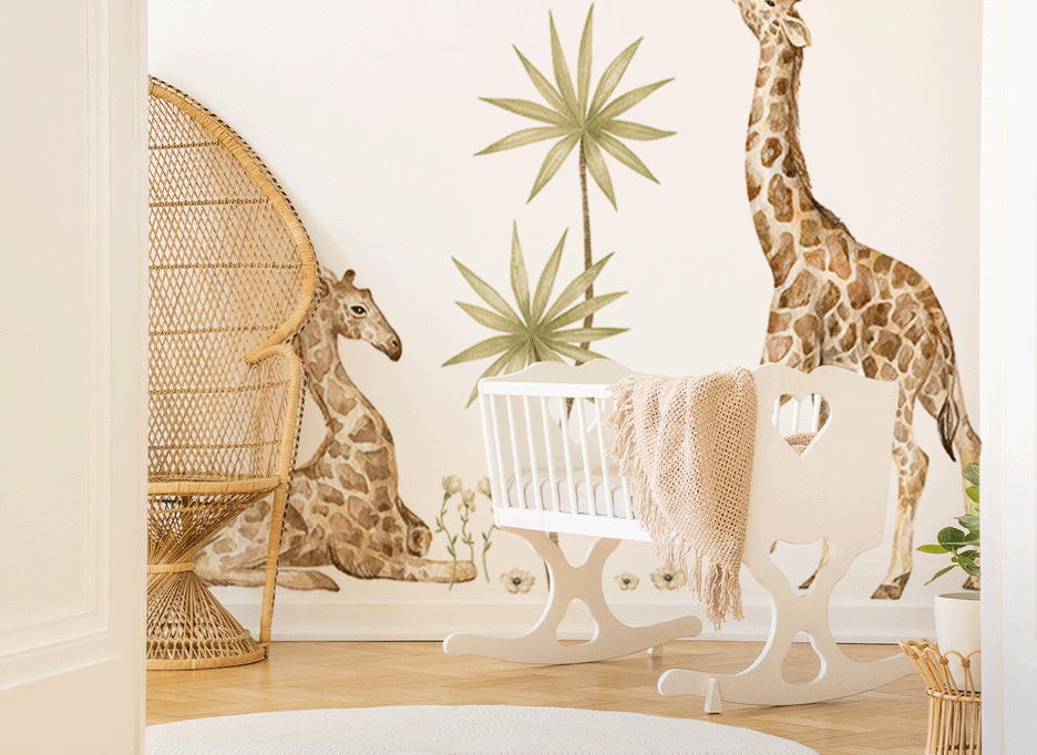 tropical safari wall stickers, giraffes wall stickers, giraffes wall decals. watercolor giraffes wall stickers, jungle wall stickers, jungle wall decals, nursery ideas, wall decoration ideas