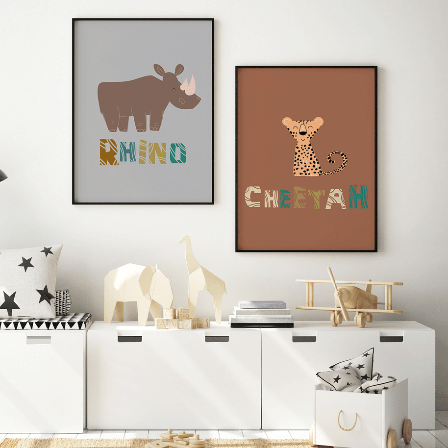 Safari-Tiere - Rhino - Poster