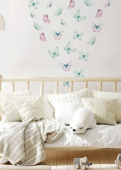 kids bedroom wall stickers, nursery wall stickers, wall stickers, wall decal , wall tattoo, colourful butterflies wall sticker, butterflies wall sticker, girls wall sticker, wall stickers with butterflies, scandinavian wall stickers, kids bedroom ideas, nursery ideas, nordic wall stickers, wall decor ideas