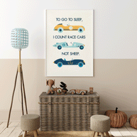 To go to sleep I count race cars Fine Art Print
