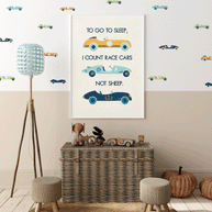 To go to sleep I count race cars Fine Art Print