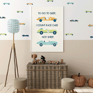 To go to sleep I count race cars Fine Art Print
