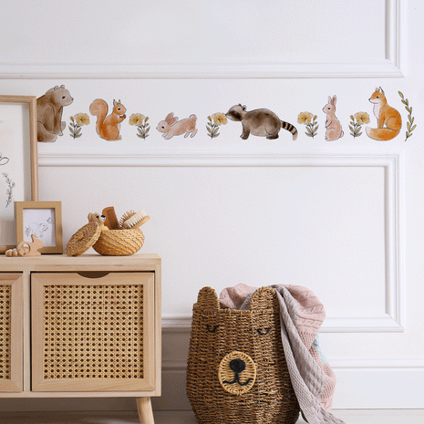 Woodland wall stickers - Hand-drawn forest friends